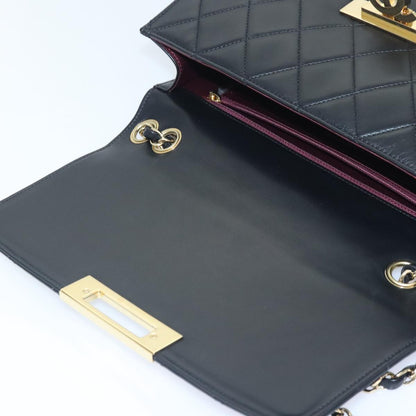 CHANEL Matelasse  COCO Mark Chain Bag Lamb Skin Black Gold CC yk15214A