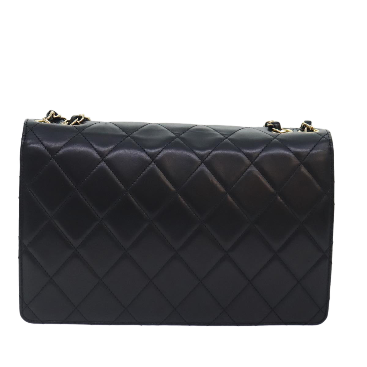 CHANEL Matelasse  COCO Mark Chain Bag Lamb Skin Black Gold CC yk15214A