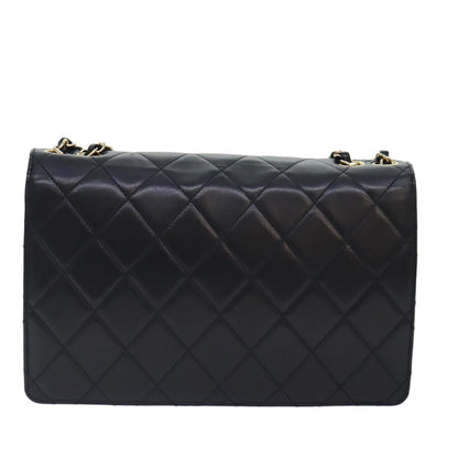CHANEL Matelasse  COCO Mark Chain Bag Lamb Skin Black Gold CC yk15214A