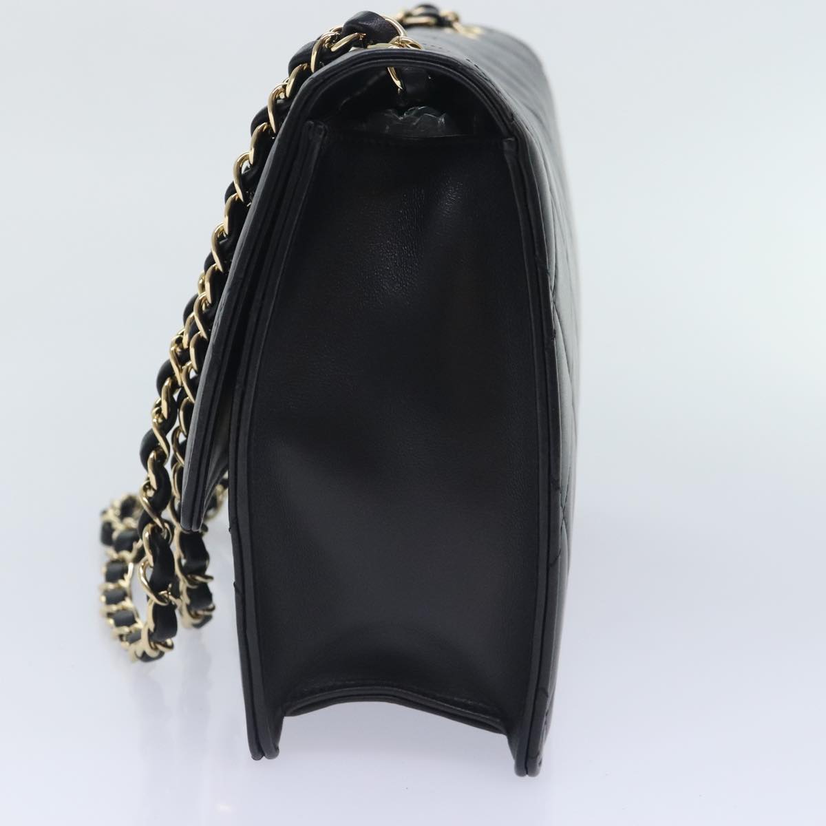 CHANEL Matelasse  COCO Mark Chain Bag Lamb Skin Black Gold CC yk15214A