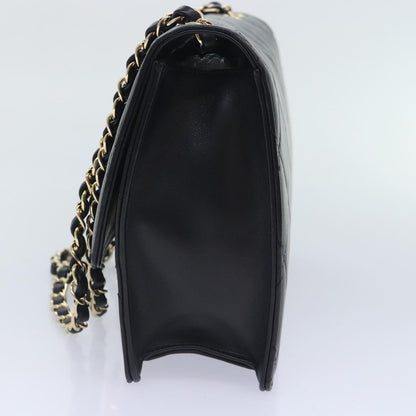 CHANEL Matelasse  COCO Mark Chain Bag Lamb Skin Black Gold CC yk15214A