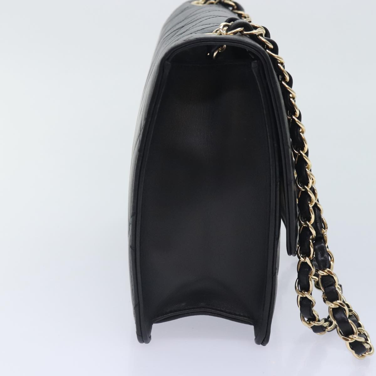 CHANEL Matelasse  COCO Mark Chain Bag Lamb Skin Black Gold CC yk15214A