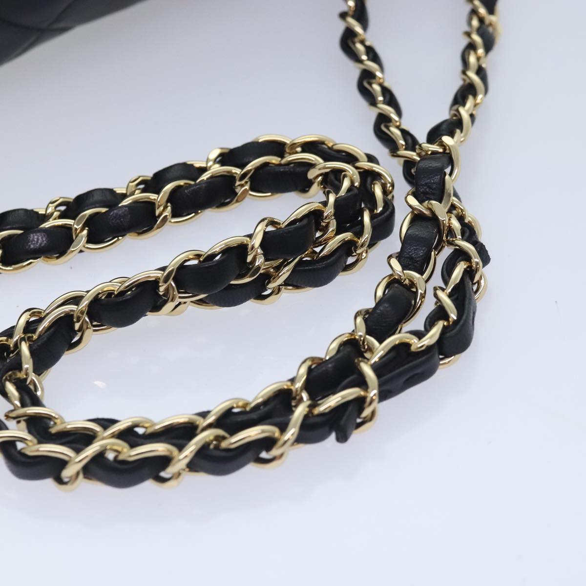 CHANEL Matelasse  COCO Mark Chain Bag Lamb Skin Black Gold CC yk15214A