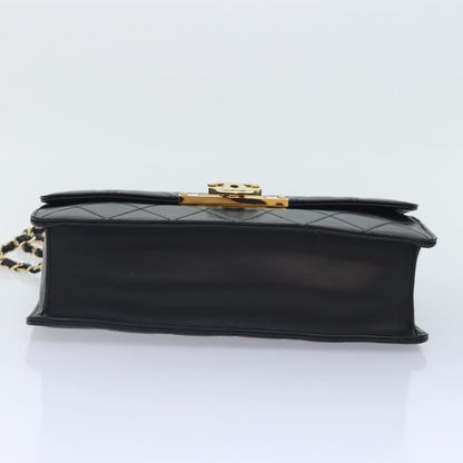 CHANEL Matelasse  COCO Mark Chain Bag Lamb Skin Black Gold CC yk15214A