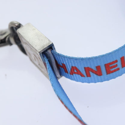 CHANEL Neck Strap Nylon Blue Silver CC yk15223