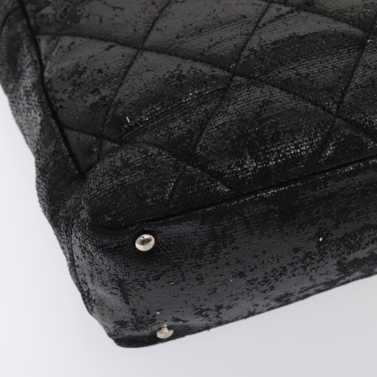 CHANEL Paris Biarritz PM Hand Bag Coated Canvas Black Silver CC yk15242