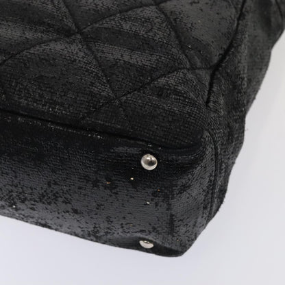 CHANEL Paris Biarritz PM Hand Bag Coated Canvas Black Silver CC yk15242
