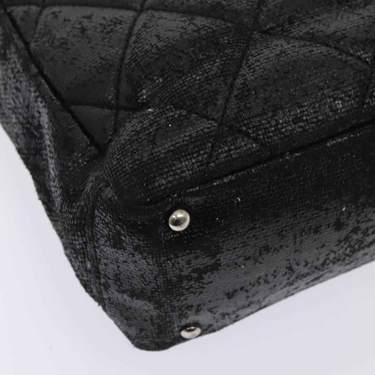 CHANEL Paris Biarritz PM Hand Bag Coated Canvas Black Silver CC yk15242