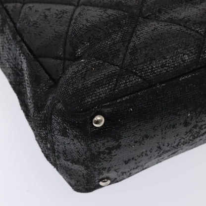 CHANEL Paris Biarritz PM Hand Bag Coated Canvas Black Silver CC yk15242