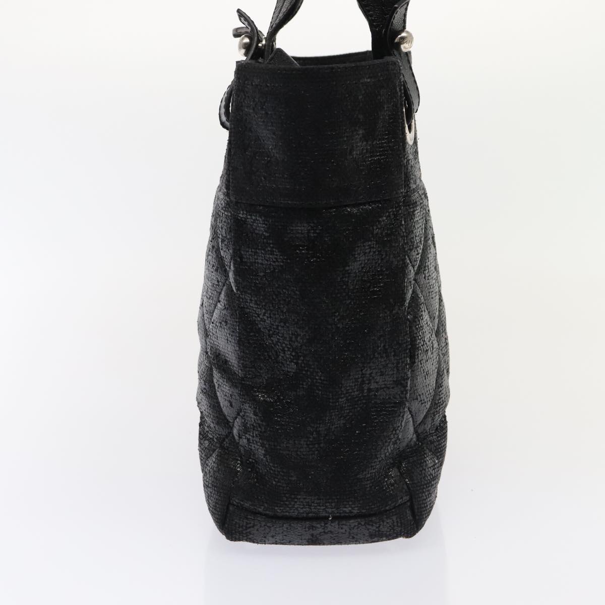 CHANEL Paris Biarritz PM Hand Bag Coated Canvas Black Silver CC yk15242