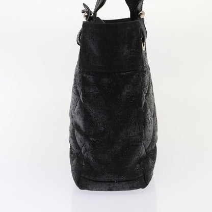 CHANEL Paris Biarritz PM Hand Bag Coated Canvas Black Silver CC yk15242