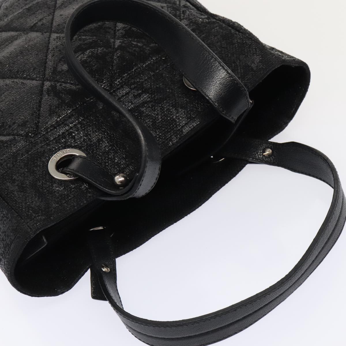 CHANEL Paris Biarritz PM Hand Bag Coated Canvas Black Silver CC yk15242