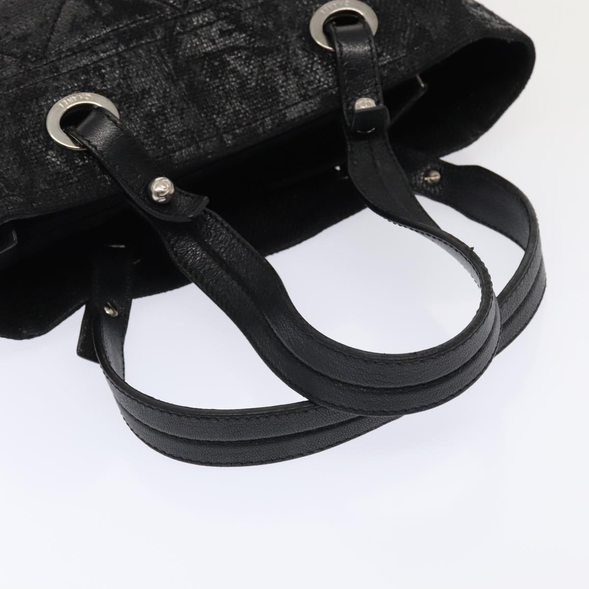 CHANEL Paris Biarritz PM Hand Bag Coated Canvas Black Silver CC yk15242