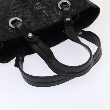 CHANEL Paris Biarritz PM Hand Bag Coated Canvas Black Silver CC yk15242
