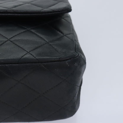 CHANEL Matelasse Turn Lock Chain Shoulder Bag Lamb Skin Black CC yk15263A