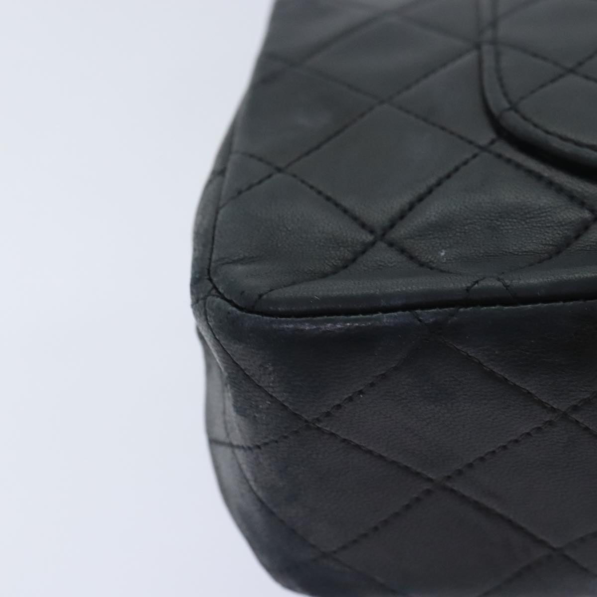 CHANEL Matelasse Turn Lock Chain Shoulder Bag Lamb Skin Black CC yk15263A