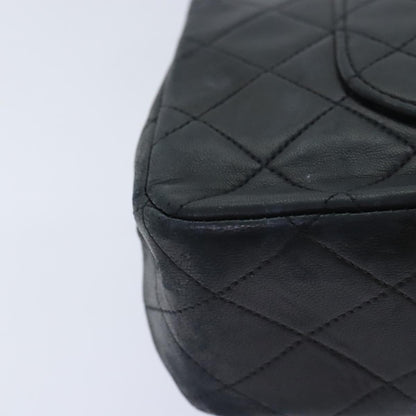 CHANEL Matelasse Turn Lock Chain Shoulder Bag Lamb Skin Black CC yk15263A