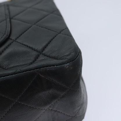 CHANEL Matelasse Turn Lock Chain Shoulder Bag Lamb Skin Black CC yk15263A
