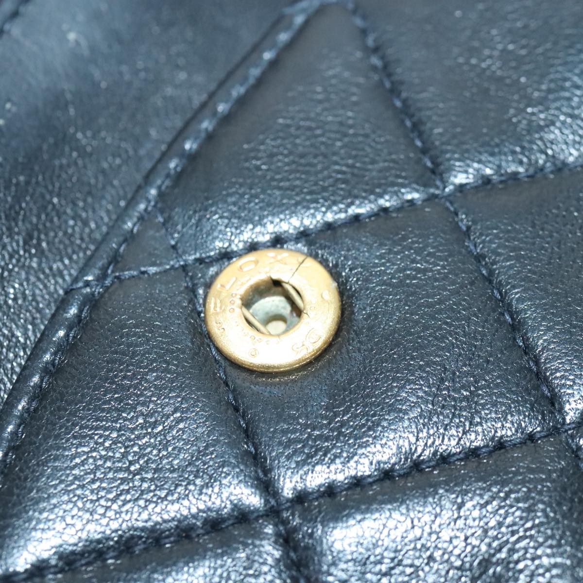 CHANEL Matelasse Turn Lock Chain Shoulder Bag Lamb Skin Black CC yk15263A