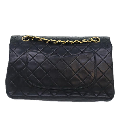 CHANEL Matelasse Turn Lock Chain Shoulder Bag Lamb Skin Black CC yk15263A