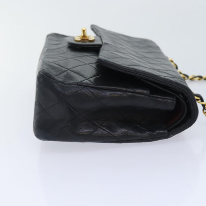 CHANEL Matelasse Turn Lock Chain Shoulder Bag Lamb Skin Black CC yk15263A