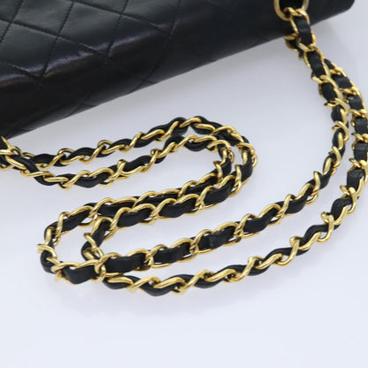 CHANEL Matelasse Turn Lock Chain Shoulder Bag Lamb Skin Black CC yk15263A