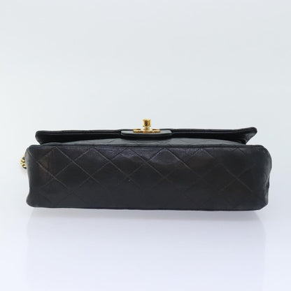 CHANEL Matelasse Turn Lock Chain Shoulder Bag Lamb Skin Black CC yk15263A
