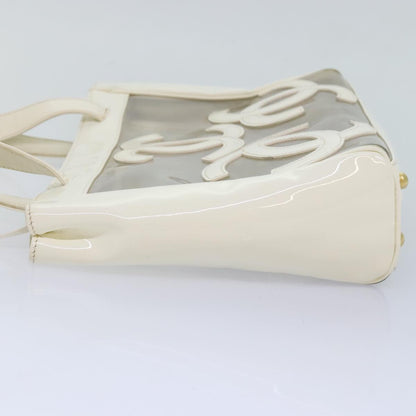 CHANEL Triple Coco Tote Bag Vinyl White Gold CC yk15356