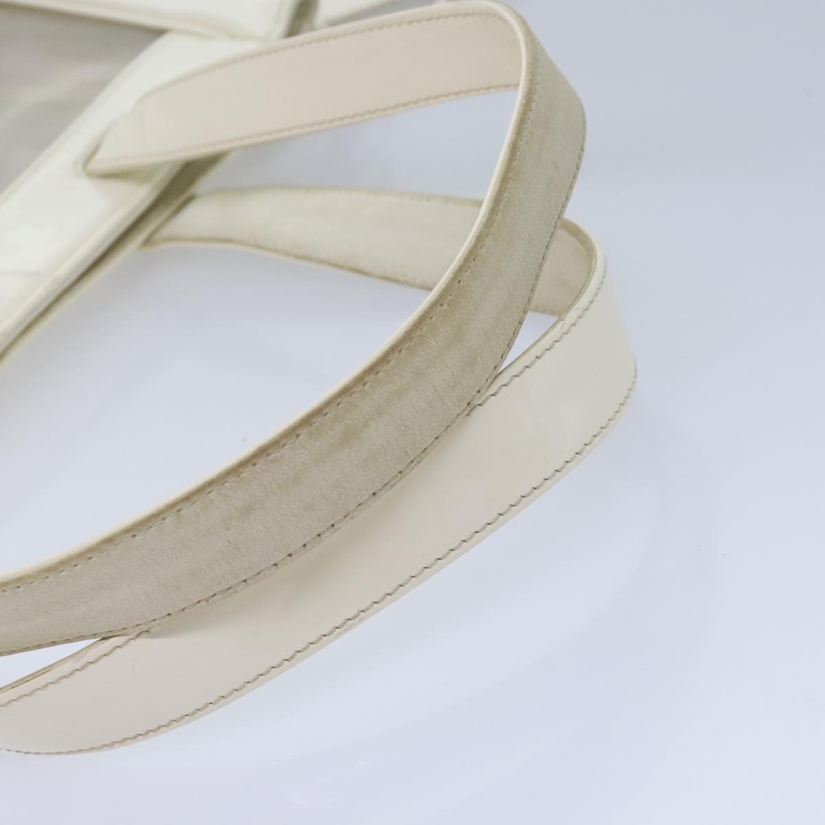 CHANEL Triple Coco Tote Bag Vinyl White Gold CC yk15356