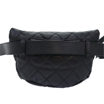CHANEL Matelasse Waist bag Caviar Skin Black Silver CC yk15369