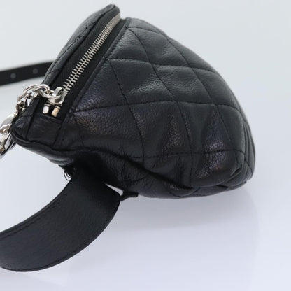 CHANEL Matelasse Waist bag Caviar Skin Black Silver CC yk15369