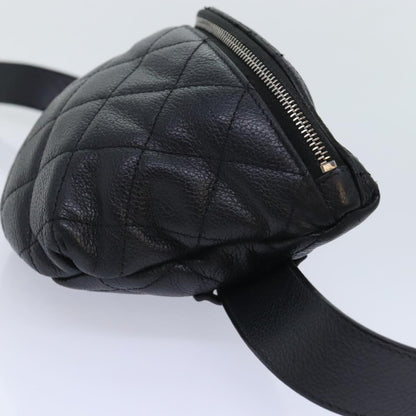 CHANEL Matelasse Waist bag Caviar Skin Black Silver CC yk15369