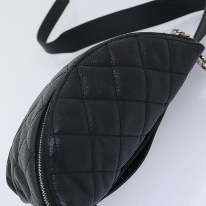 CHANEL Matelasse Waist bag Caviar Skin Black Silver CC yk15369