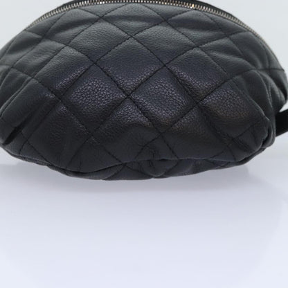CHANEL Matelasse Waist bag Caviar Skin Black Silver CC yk15369
