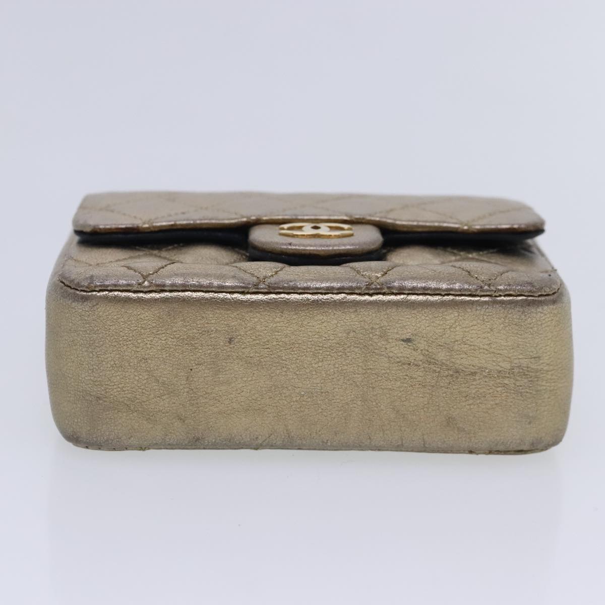 CHANEL Mini Mini Matelasse Chain Pouch Lamb Skin Gold CC yk15423