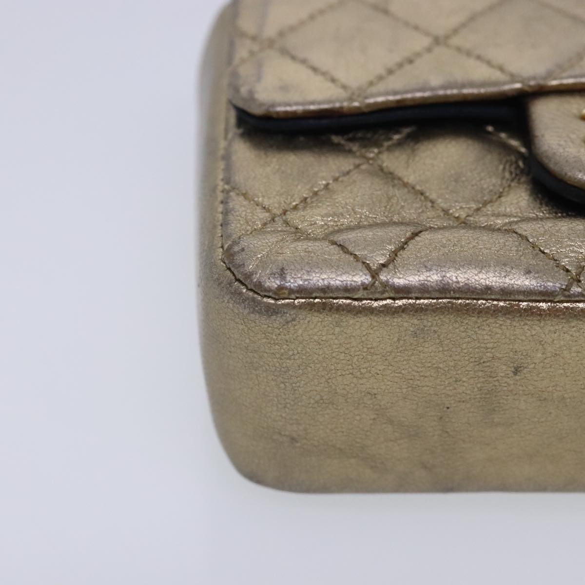 CHANEL Mini Mini Matelasse Chain Pouch Lamb Skin Gold CC yk15423