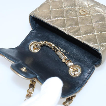 CHANEL Mini Mini Matelasse Chain Pouch Lamb Skin Gold CC yk15423