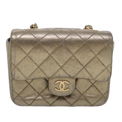 CHANEL Mini Mini Matelasse Chain Pouch Lamb Skin Gold CC yk15423