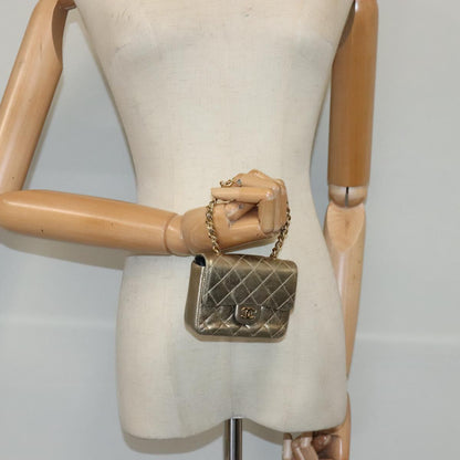 CHANEL Mini Mini Matelasse Chain Pouch Lamb Skin Gold CC yk15423