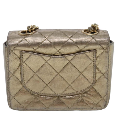 CHANEL Mini Mini Matelasse Chain Pouch Lamb Skin Gold CC yk15423