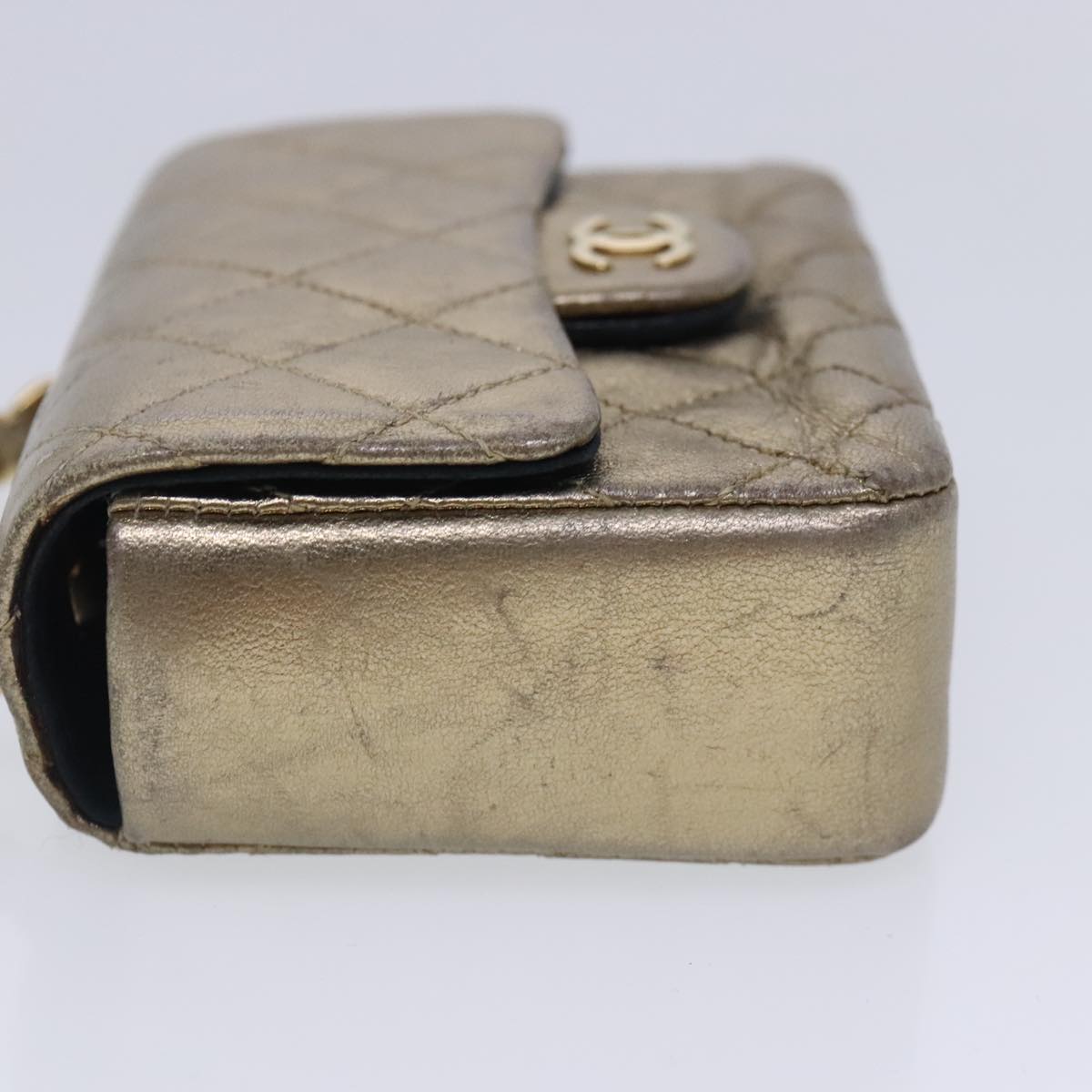 CHANEL Mini Mini Matelasse Chain Pouch Lamb Skin Gold CC yk15423