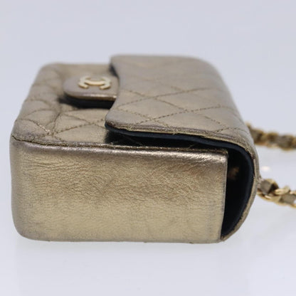 CHANEL Mini Mini Matelasse Chain Pouch Lamb Skin Gold CC yk15423