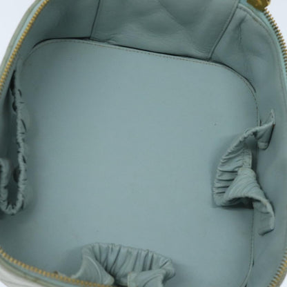 CHANEL Matelasse Vanity Cosmetic Pouch Lamb Skin Blue Gold CC yk15445