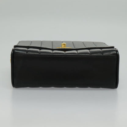 CHANEL Mademoiselle Shoulder Bag Lamb Skin Black Gold CC yk15502A