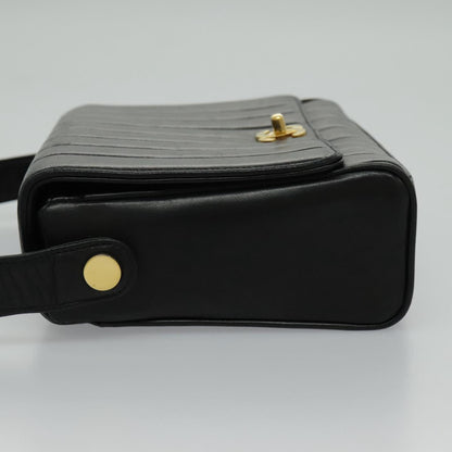CHANEL Mademoiselle Shoulder Bag Lamb Skin Black Gold CC yk15502A