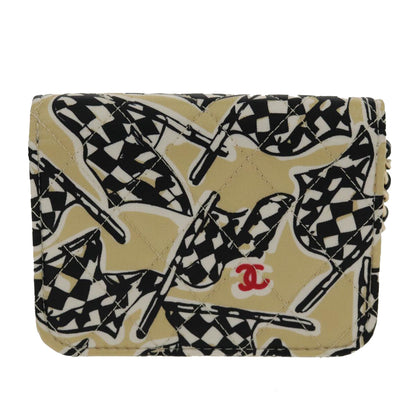 CHANEL Matelasse Chain Pouch Canvas Beige Gold CC yk15527A
