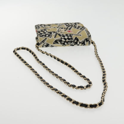 CHANEL Matelasse Chain Pouch Canvas Beige Gold CC yk15527A