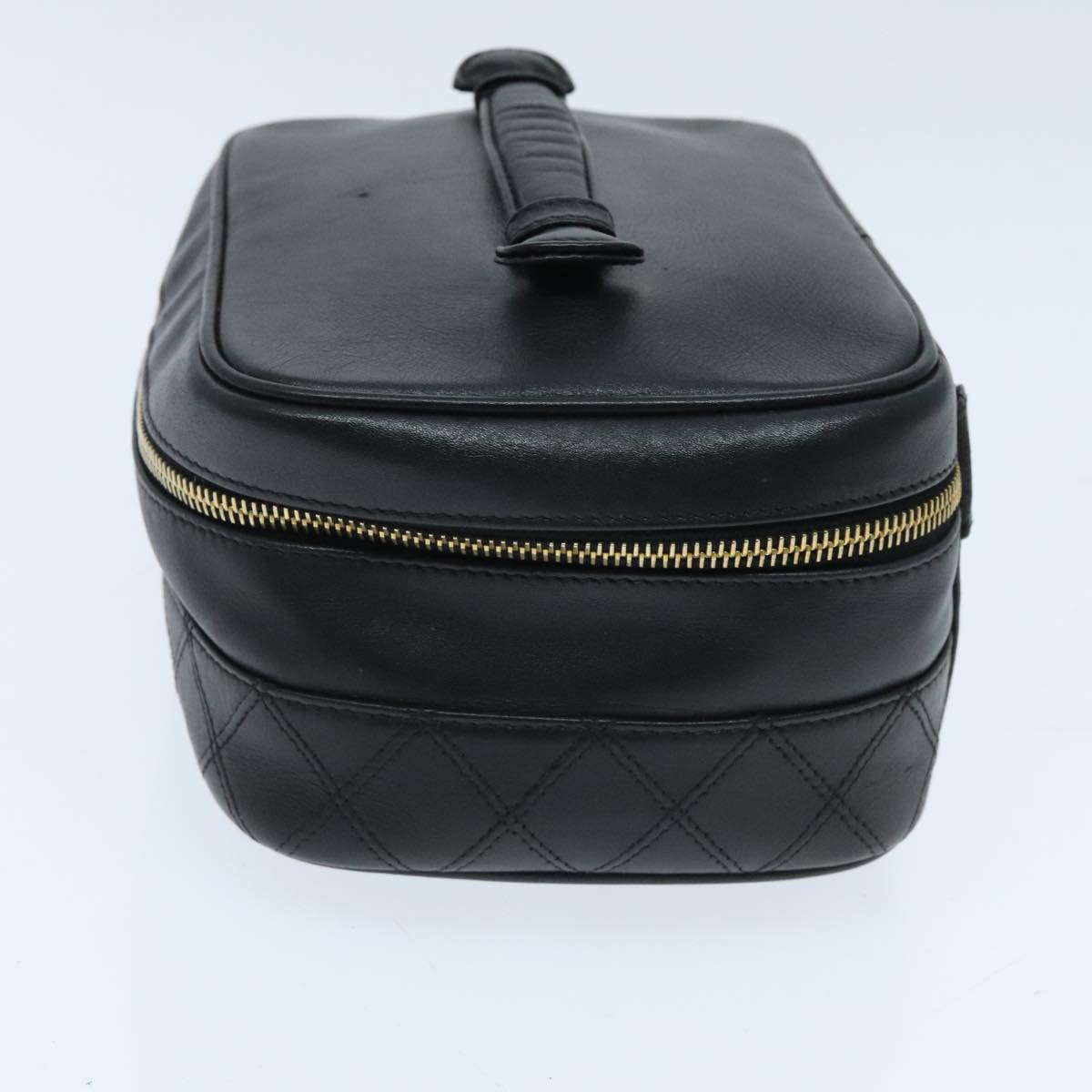 CHANEL Bicolore Vanity Cosmetic Pouch Leather Black Gold CC yk15541