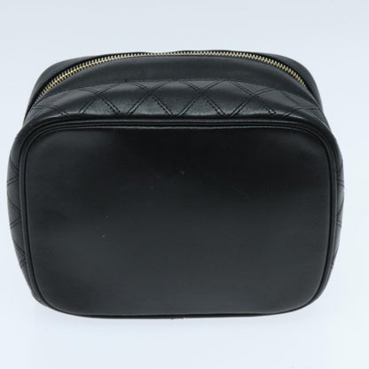 CHANEL Bicolore Vanity Cosmetic Pouch Leather Black Gold CC yk15541