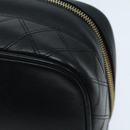 CHANEL Bicolore Vanity Cosmetic Pouch Leather Black Gold CC yk15541